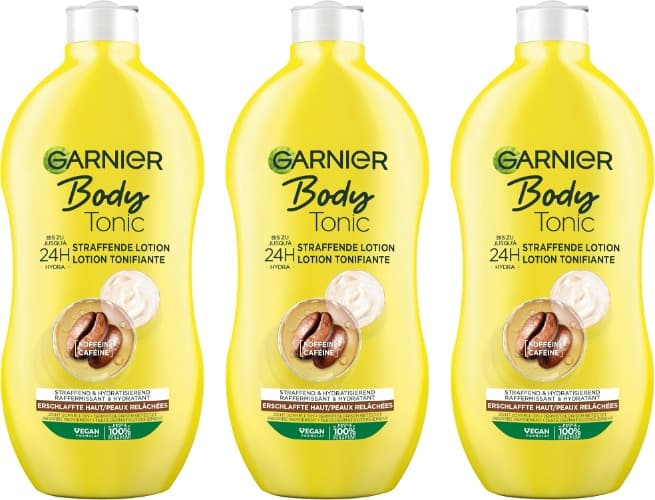 Garnier Body Tonic Reafirmante algas cafeína loção hidratante, 400 ml x 3