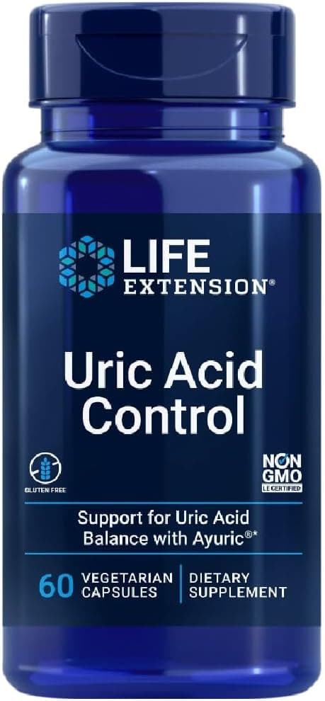 Controlo de ácido Úrico da Life Extensão, 60 cápsulas vegetarianas para um equilíbrio ideal