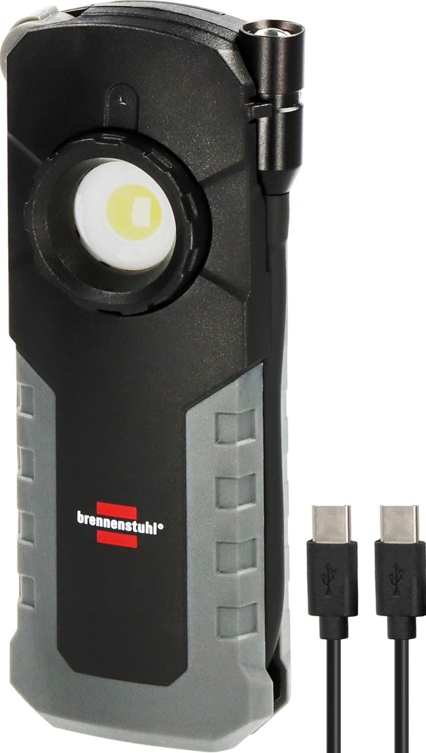 Brennenstuhl Lanterna profissional de oficina LED recarregável HL 1000 ACW (lanterna 1000 + 380 lm com máx. 12 h de duração da luz, bateria recarregável intercambiável, Wireless Charging, incl. cabo
