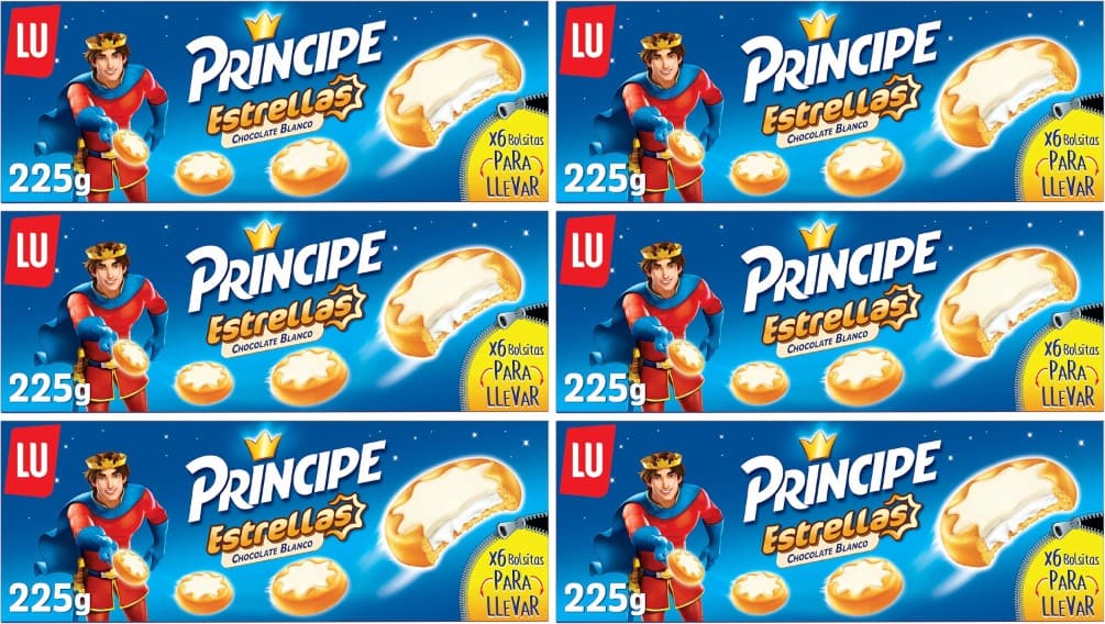 Principe Galletas Estrellas de Chocolate Blanco 250 g 225 g (Paquete de 6)