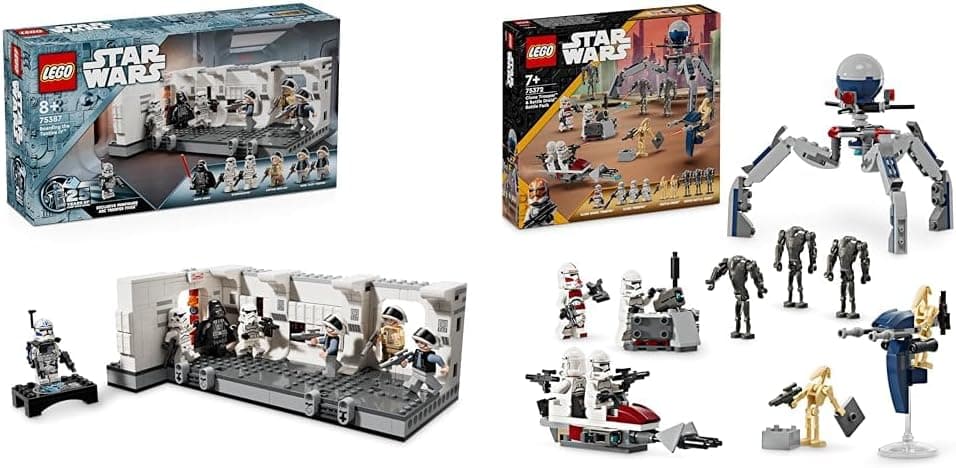 LEGO Star Wars: Uma nova esperança abordagem da Tantive IV brinquedo de construção & Star Wars Pack de combate: Soldado clone e droide de combate, brinquedo infantil