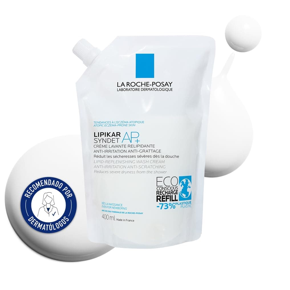 La Roche Posay Gel-Creme de Banho, Limpeza, Relipidante, Anti-Irritação, Nutre e Suaviza, Enriquecido com Niacinamida, Para Pele Seca e Atópica, Lipikar Syndet AP+, 400 ml