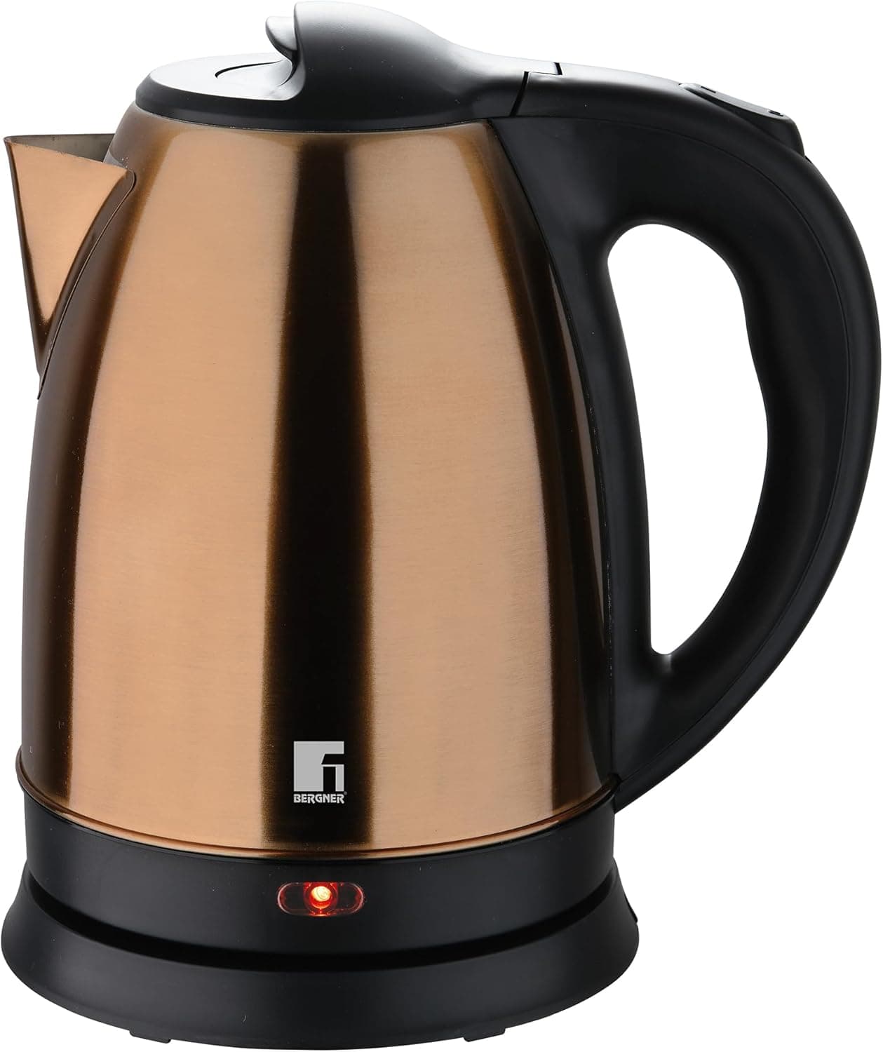 BERGNER Copper - Chaleira elétrica de 1,800 W - capacidade de 1,7 litros - 1800 W - função de desligamento automático - desconexão de segurança por burlição, base sem fios de 360 graus