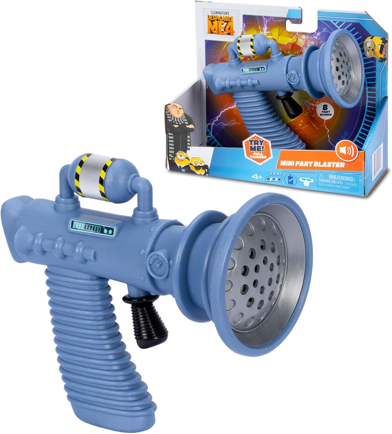 DESPICABLE ME - Minion Mini Fart Blaster, pistola de filme meu vilão favorito, efeitos sonoros de pedos, funciona com 2 pilhas AAA, famosa (MN402000)