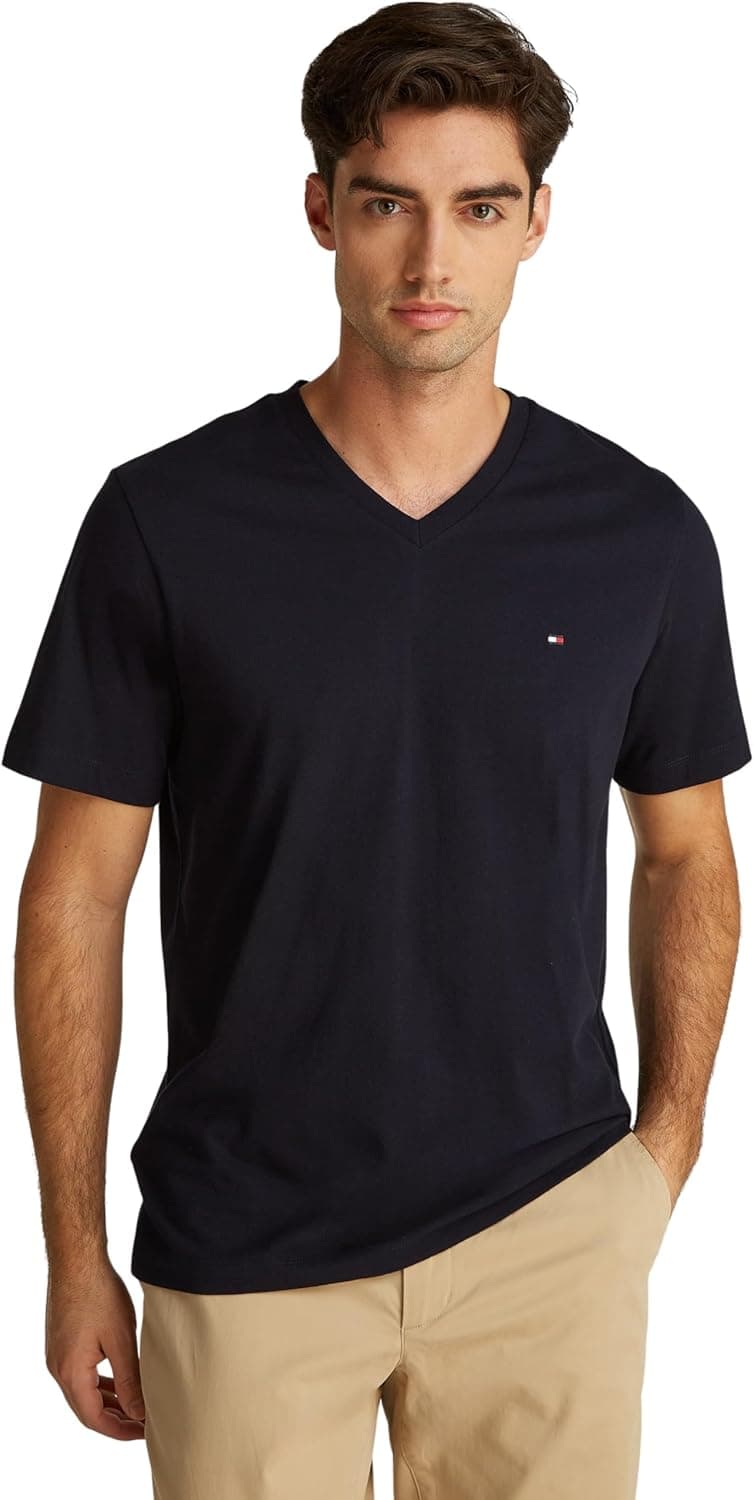 Tommy Hilfiger T-shirt de manga curta homem essencial tee com decote em V
