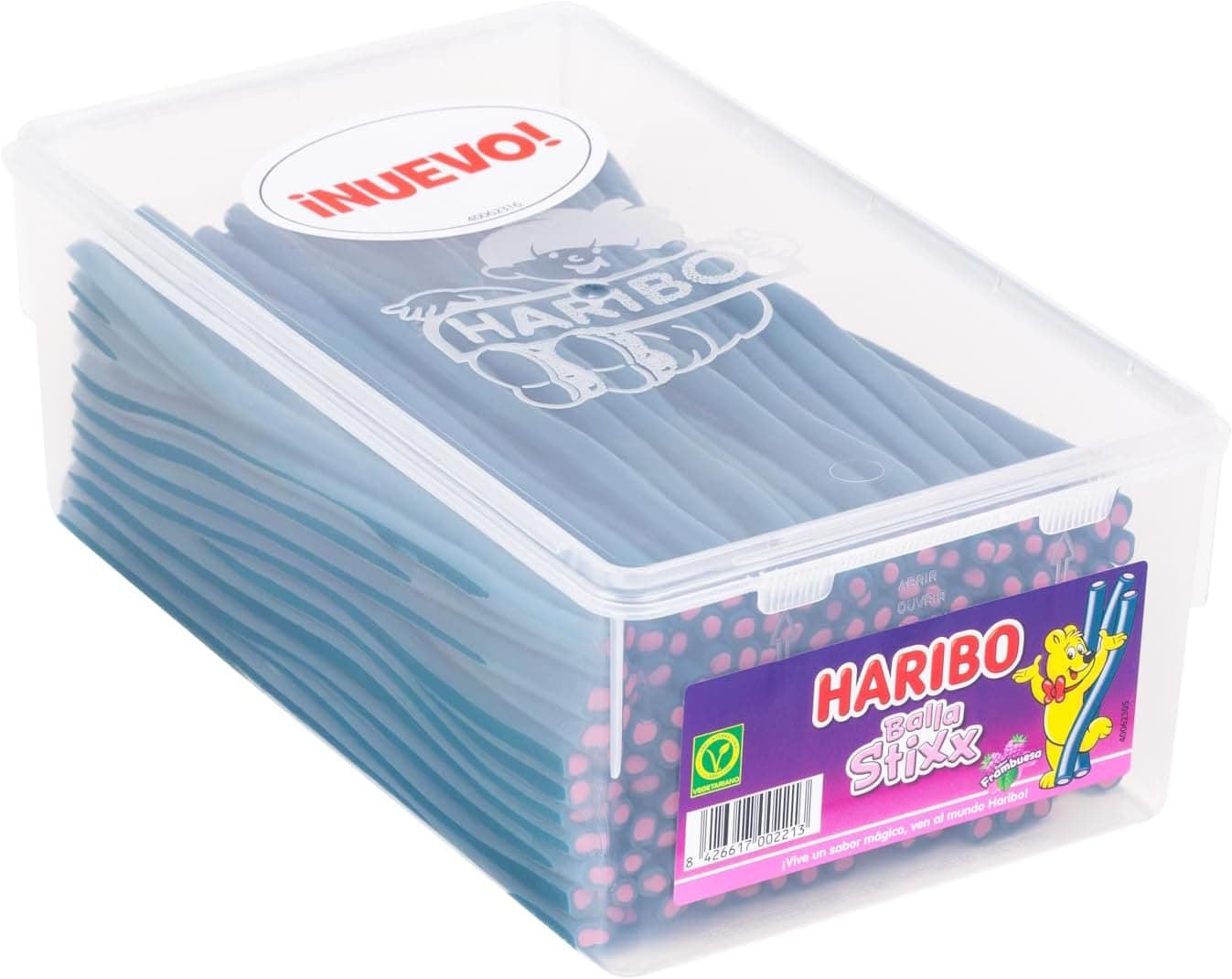 Haribo Balla Stixx Framboesa | Balas de gelatina sabor framboesa em caixa com 200 unidades