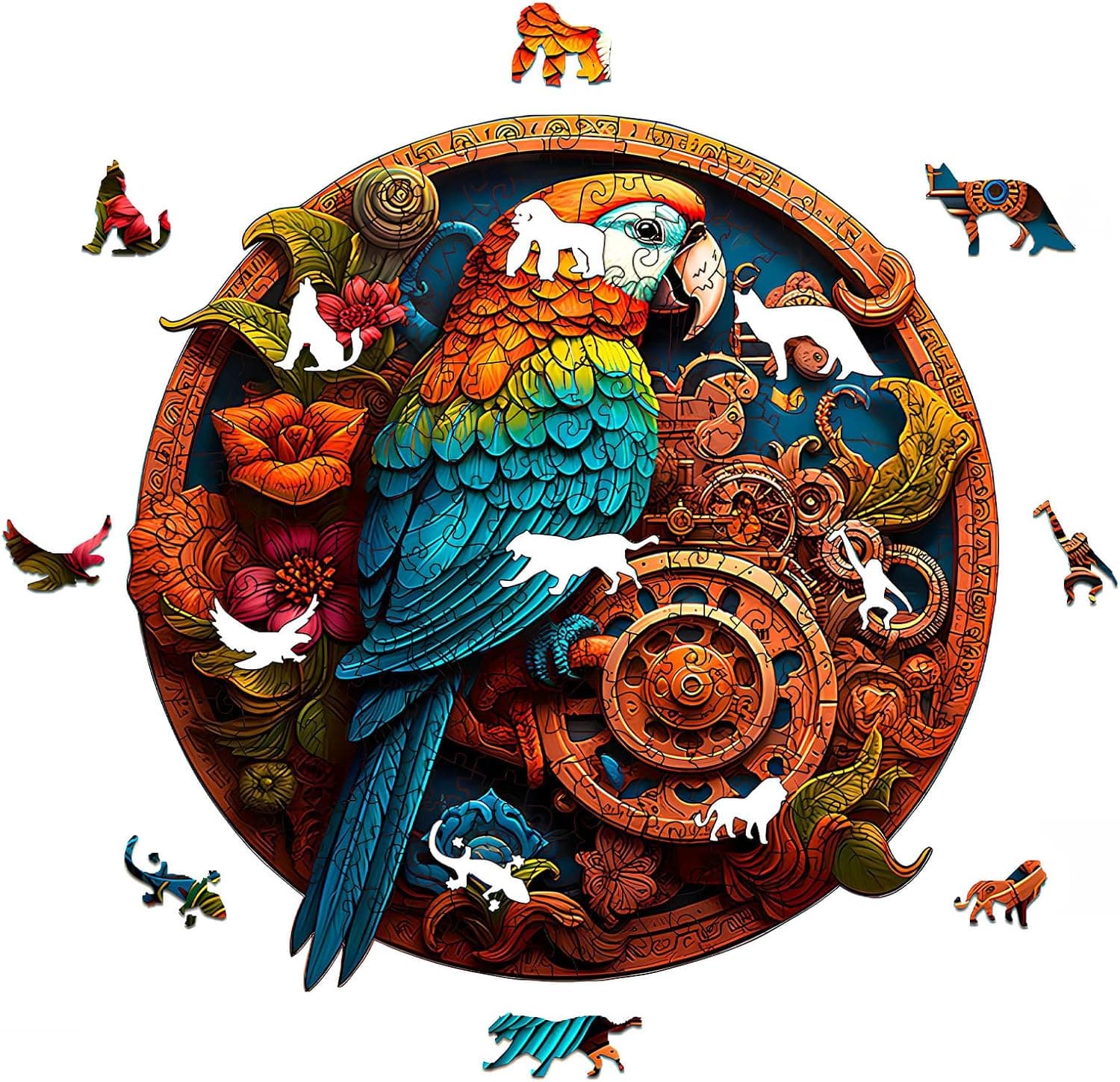 Homewit Puzzle de madeira com design de animais, 200 peças, para crianças, irregular, 33 x 33 cm, jogo de quebra-cabeças de madeira grande para adultos