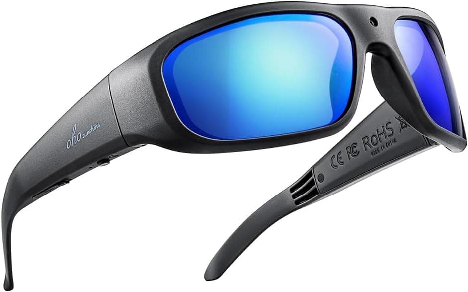 OhO sunshine Super Slim 1080P HD Outdoor Sports Video Glasses 32 GB Built-in Memory, Lens pretas - azul 32 GB, 32GB