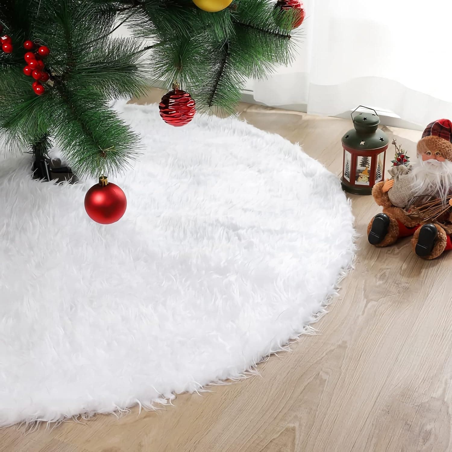 DreamHigh Saia para árvore de Natal, 122 cm, para decoração de chão, decoração de Natal, cor branca