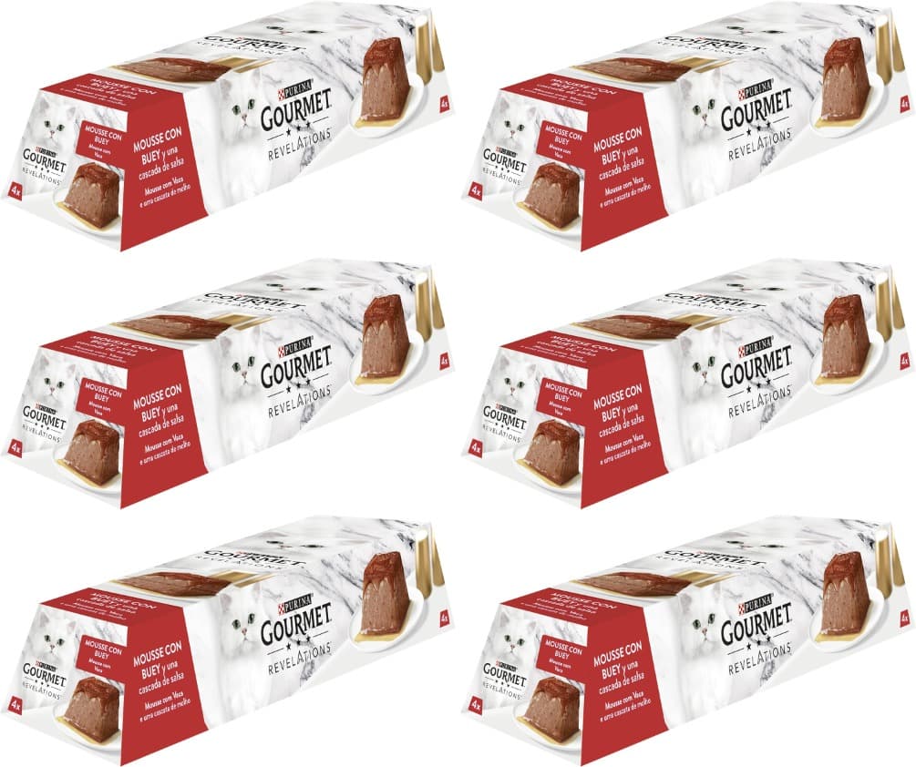 GOURMET Revelations, comida húmida para gato adulto, mousse com molho com boi, 57g x 24 