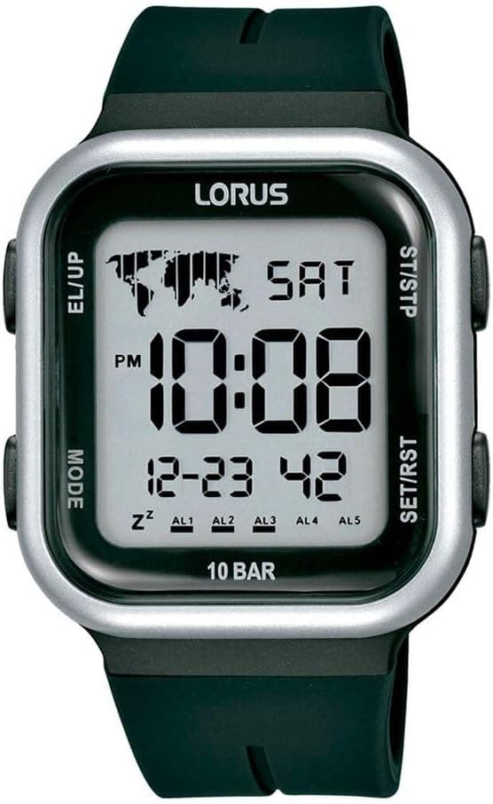 Lorus Relógio digital para homens de quartzo com correia em silicone R2351PX9, Preto, Da nossa interpretação das características do produto, sugerimos 'desportivo' como o estilo relógio. Embora o