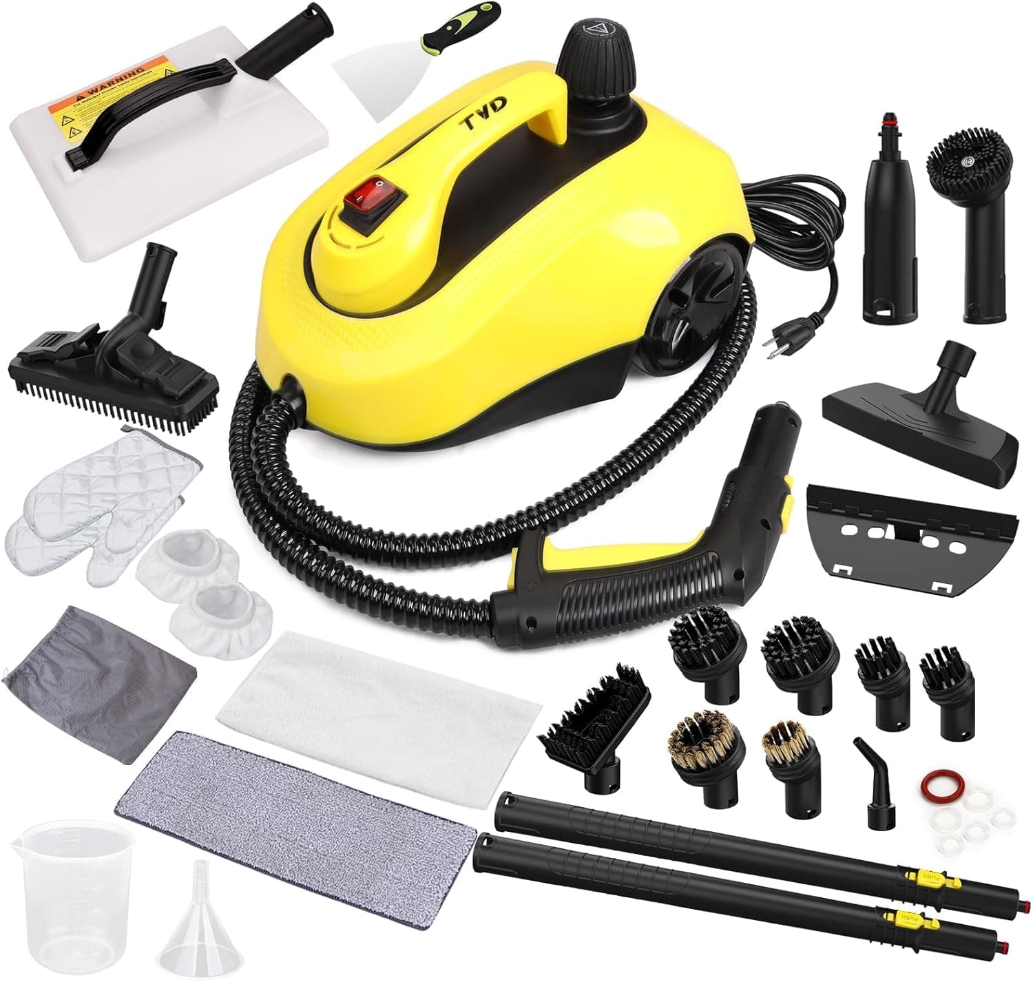 TVD Multiuso limpeza a vapor, vapor limpeza casa poderosa, com 28 acessórios multifuncionais, para remoção de manchas, tapetes, sofá, cortinas, assentos carro, tapeçarias-1,5 l vaso de mão