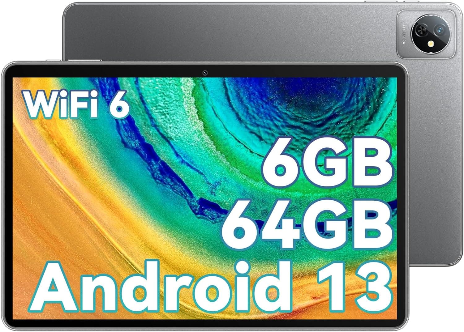 Blackview Tab 30 WiFi Tablet Android 13, Tablet 10 Pulgadas, WiFi6, Quad-Core Tablets, 6GB RAM 64GB ROM/TF 1TB, Widevine L1 FHD+ Tabletas, Cámara Dual/5100mAh/BT 5.2/Google GMS/Tipo C 2024 PC Tablet Gris