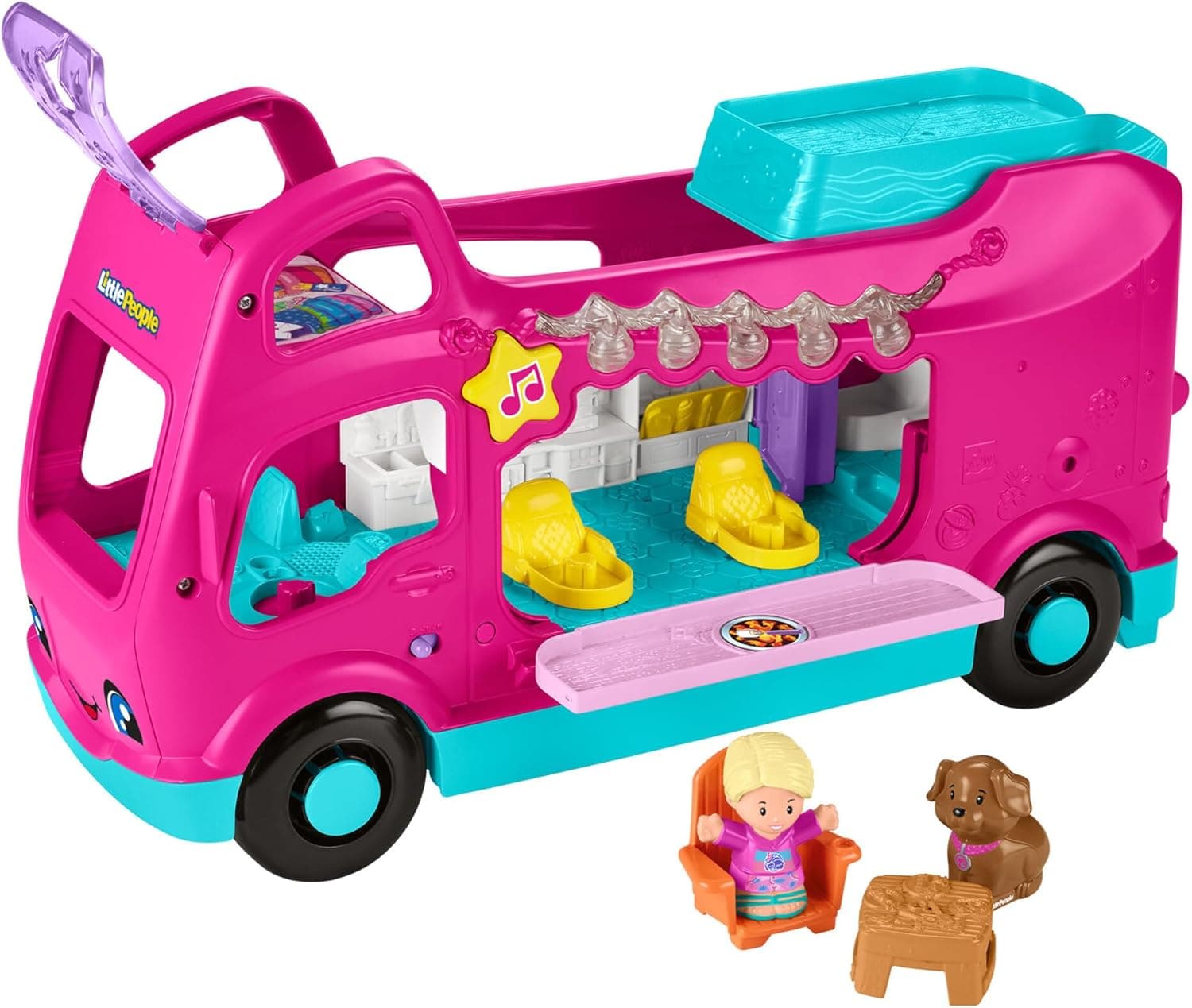 Fisher-Price Little People Barbie Little Dreamcamper – Conjunto com Autocaravana, Boneca, Cão e Móveis, com Luzes e Sons, Brinquedo para Crianças +18 Meses