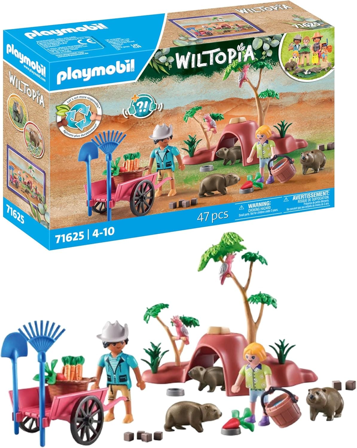 PLAYMOBIL Wiltopia 71625 Refúgio para texugos australianos, fabricado com mais de 80 % de materiais reciclados e de origem biológica, brinquedos para meninos e meninas a partir de 4 anos