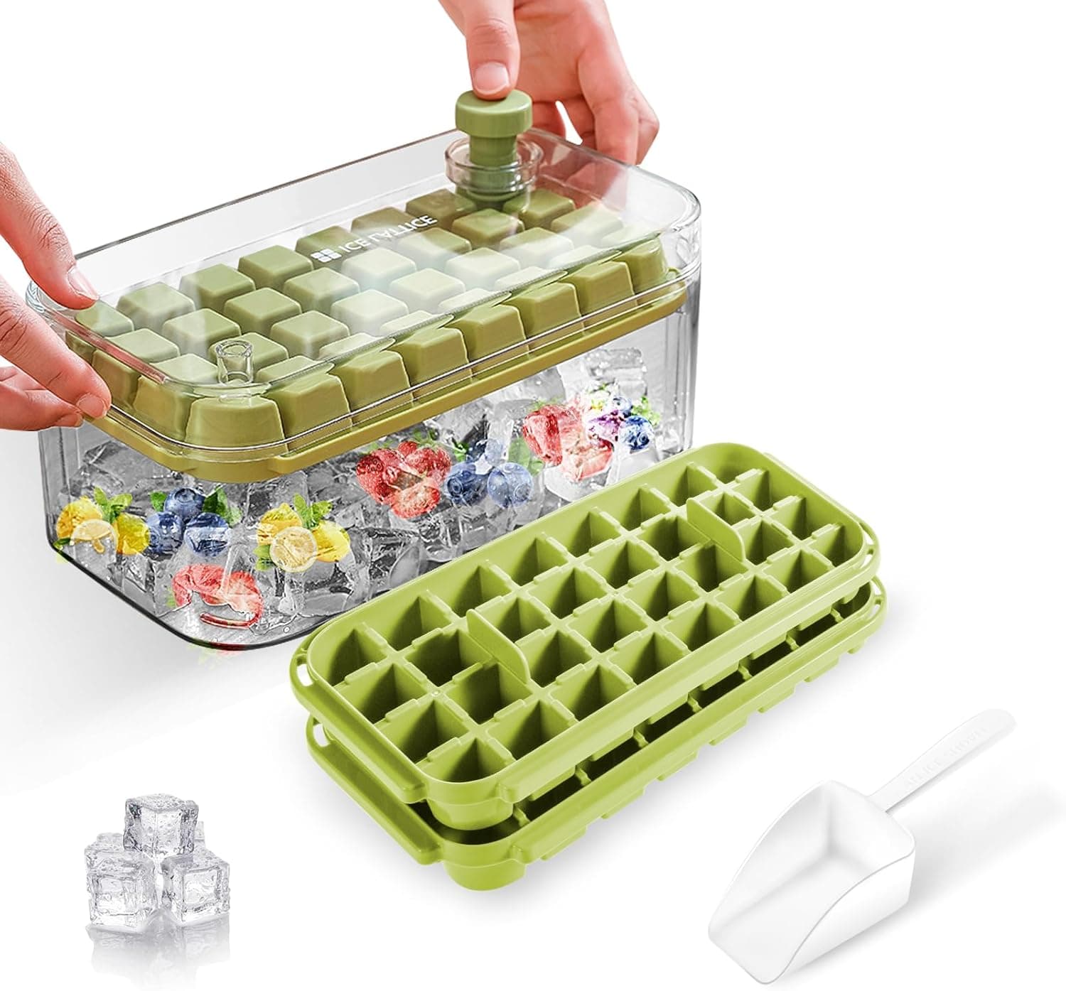 Seachrgif Ice Tray | Molde reutilizável em silicone alimentar para 64 cubos de gelo com desmolde rápido