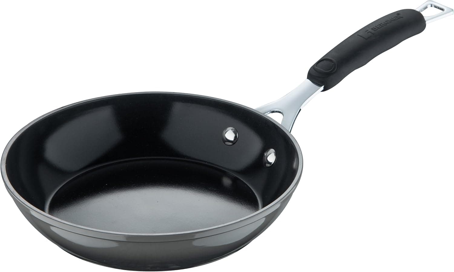BERGNER Excalibur Grey Frigideira de 24 cm - Fabricado alumínio forjado - interior revestimento cerâmico - exterior cor cinzento gradiente - adequado indução - pega de ferro envolvida em silicone