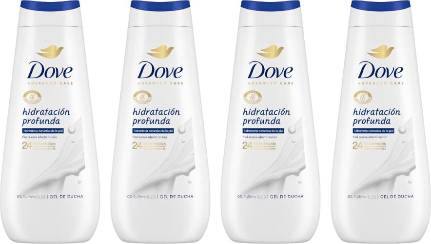 Dove Advanced Care Deep Hydration | Gel de banho hidratante com óleos naturais, 400 ml x 4