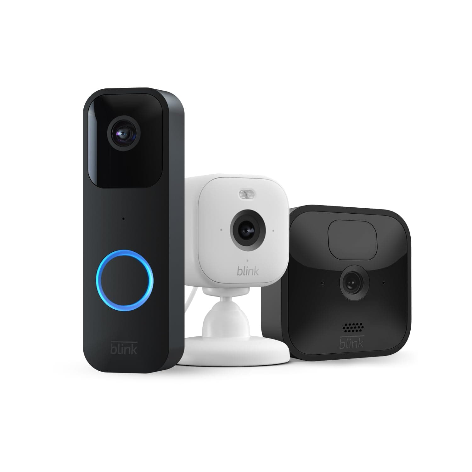 Kit de Segurança Doméstica Blink – 1 Câmara Exterior + 1 Câmara Interior Mini 2 + 1 Vídeo Porteiro + 1 Módulo Sync | Vídeo HD, Deteção de Movimento