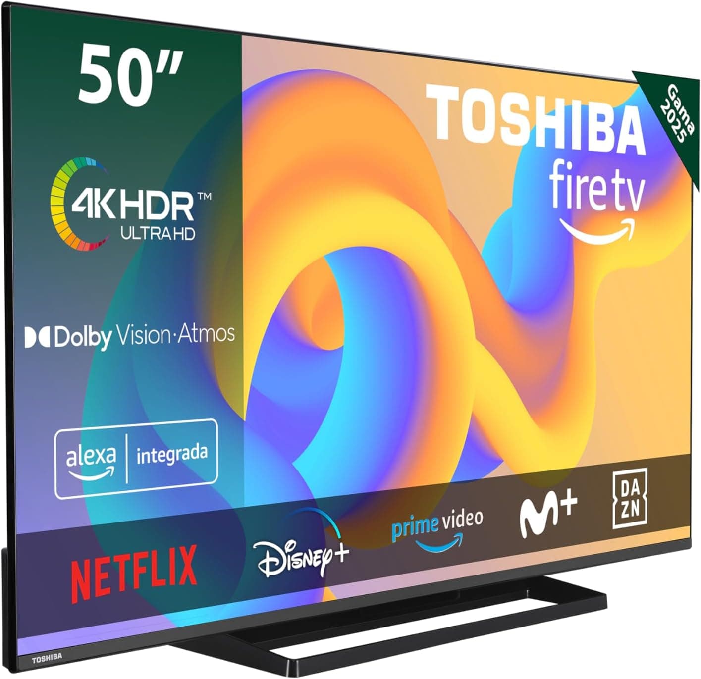 Toshiba 50UF3F63DAE 4K UHD Smart Fire TV 50 polegadas (Ultra HD, HDR10, controlo de voz Alexa, Bluetooth, Airplay) 