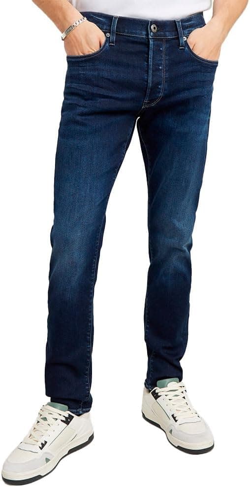 G-STAR 3301 Slim Denim Jeans | Calças de ganga slim para homem, azul escuro