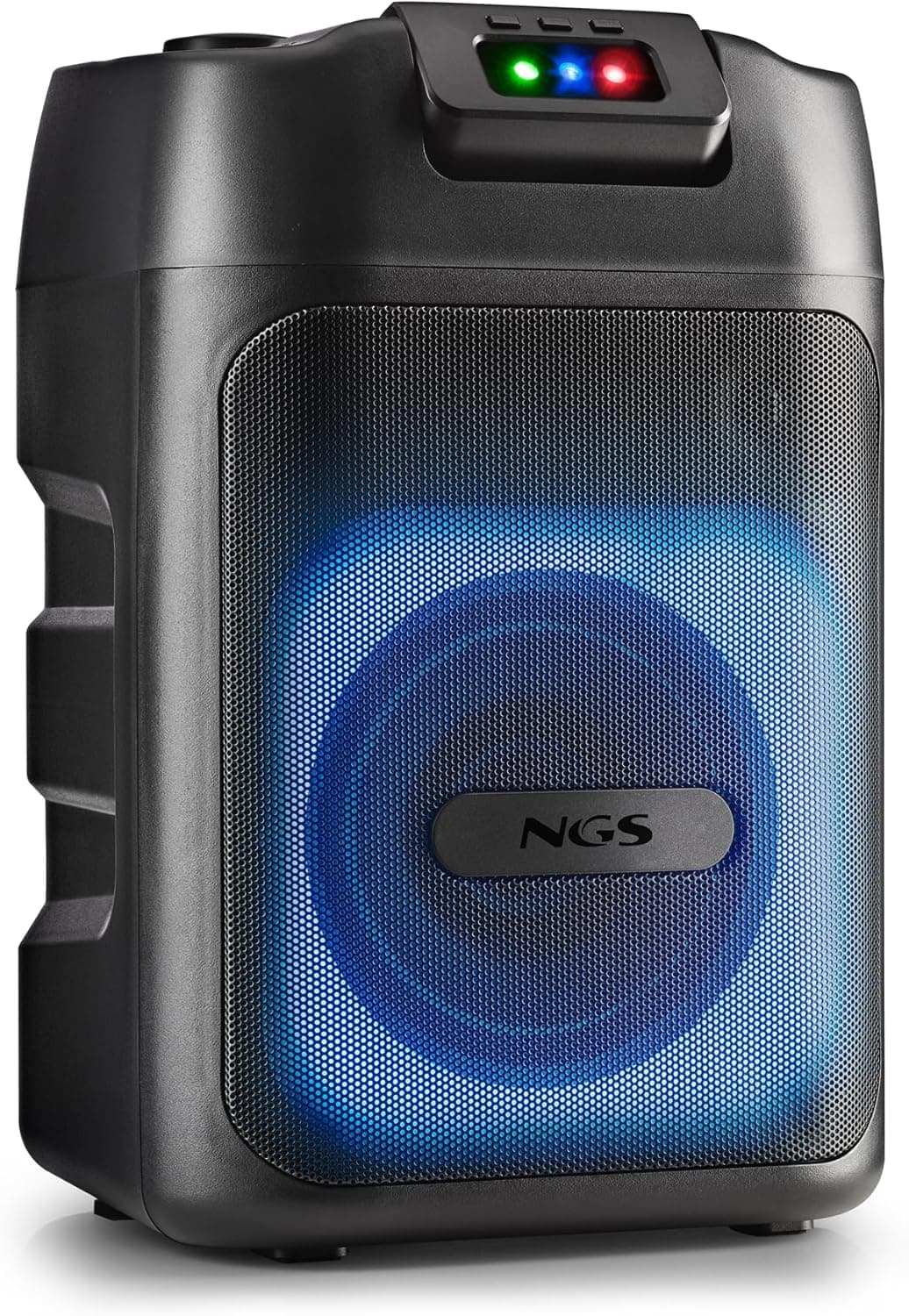 NGS Wild Club | Coluna Bluetooth portátil 80 W com luzes RGB, entrada dupla para microfone e bateria recarregável