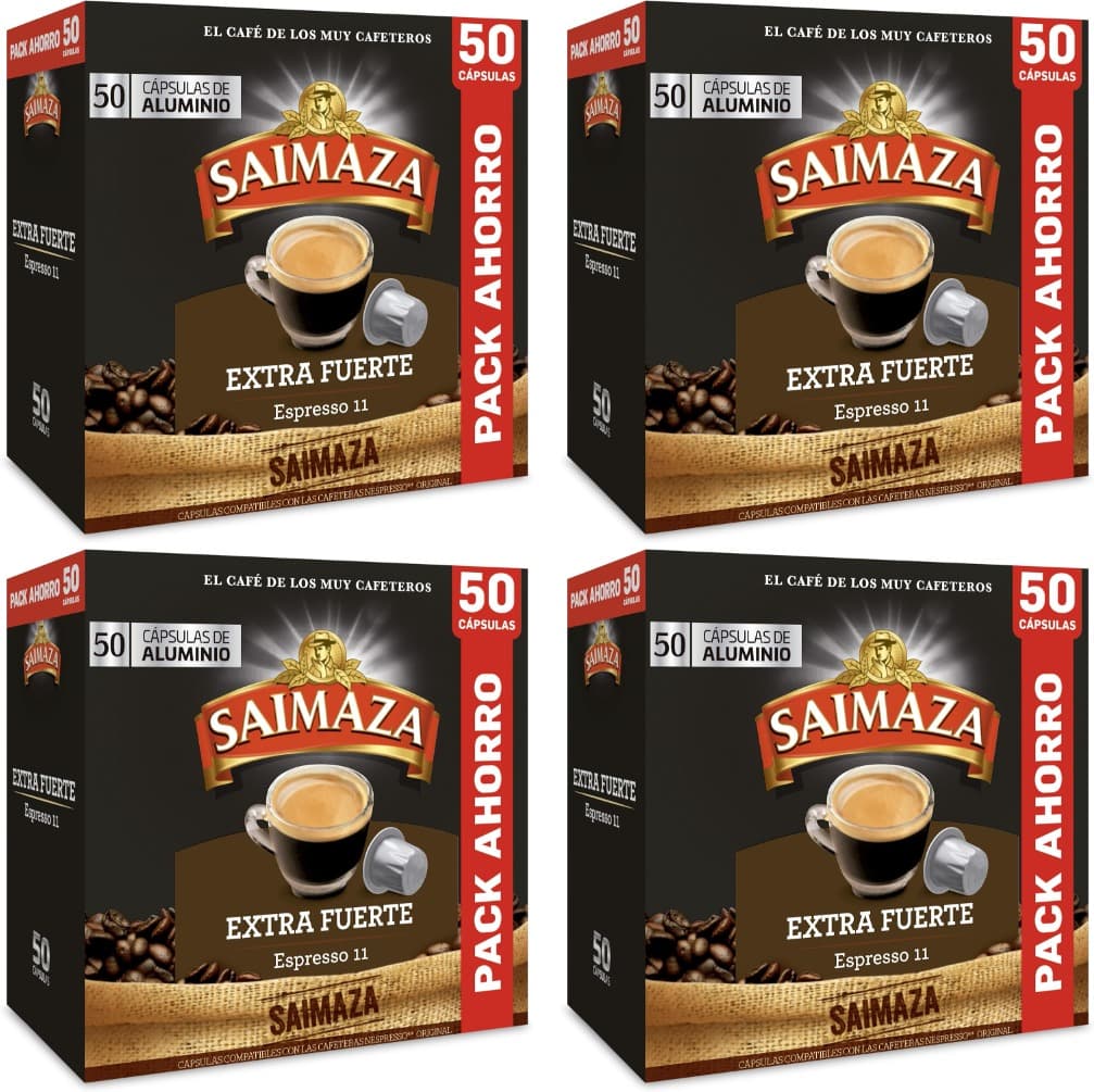Saimaza Extra Strong | Cápsulas de café forte compatíveis com Nespresso, 50 unidades x 4