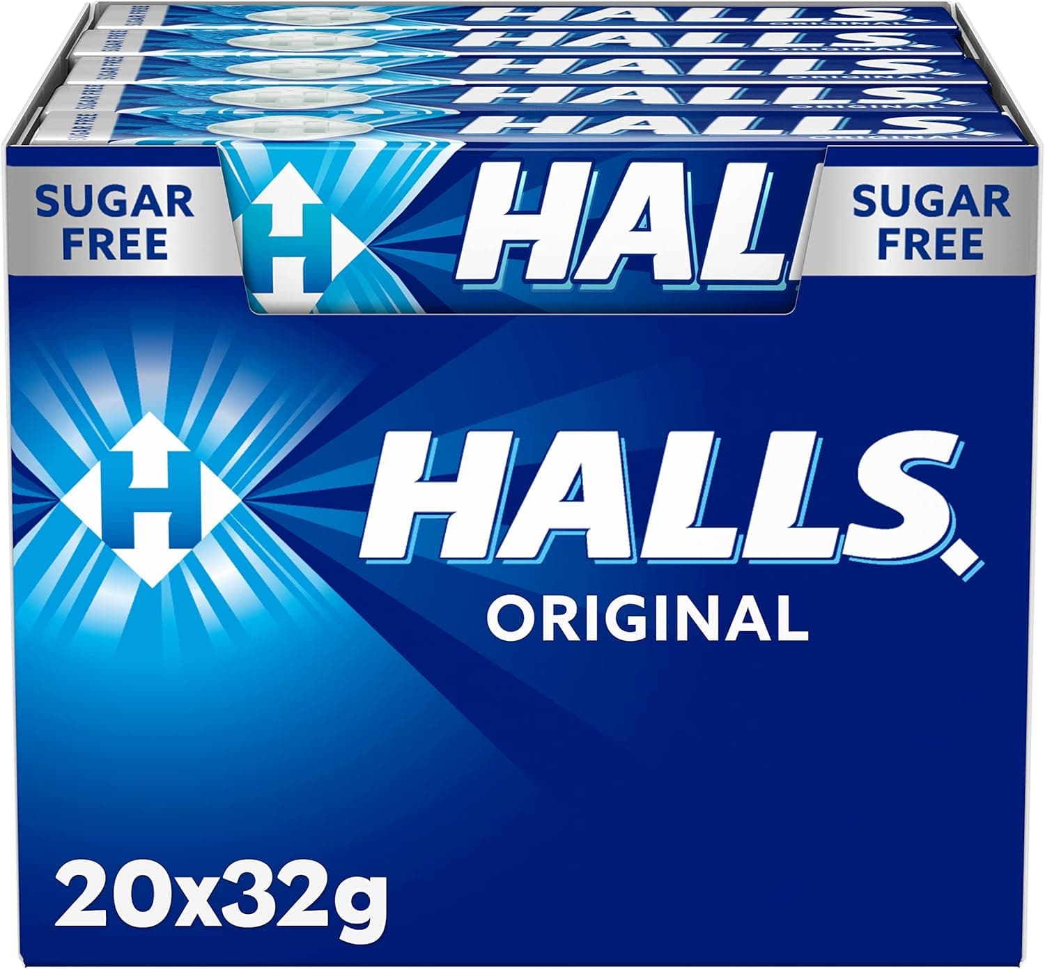 Halls Eucalipto - caramelo duro, caixa com 20 varas de 32 g