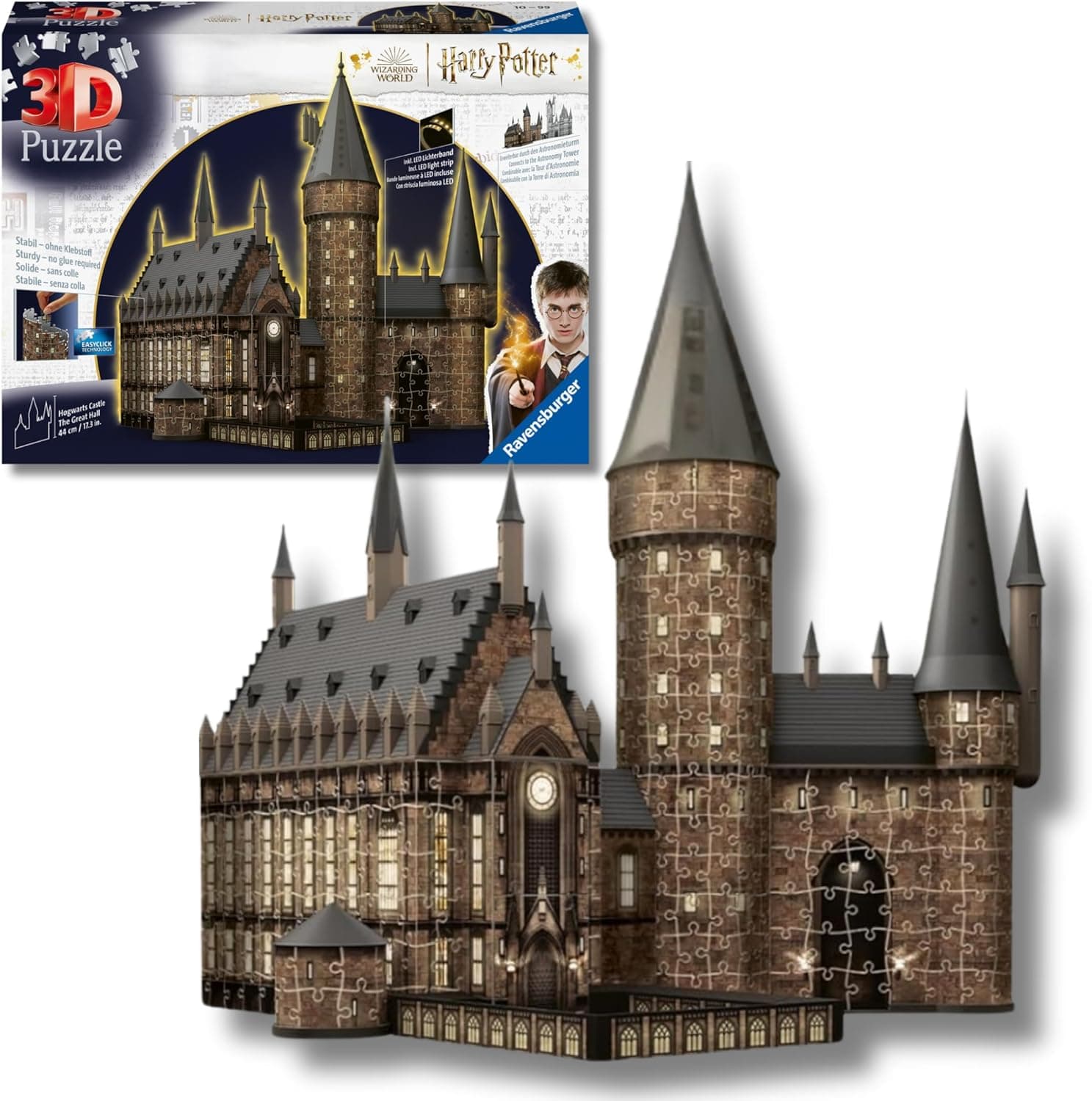 Ravensburger Hogwarts Castle Led | Puzzle 3D com luz para crianças com 540 peças