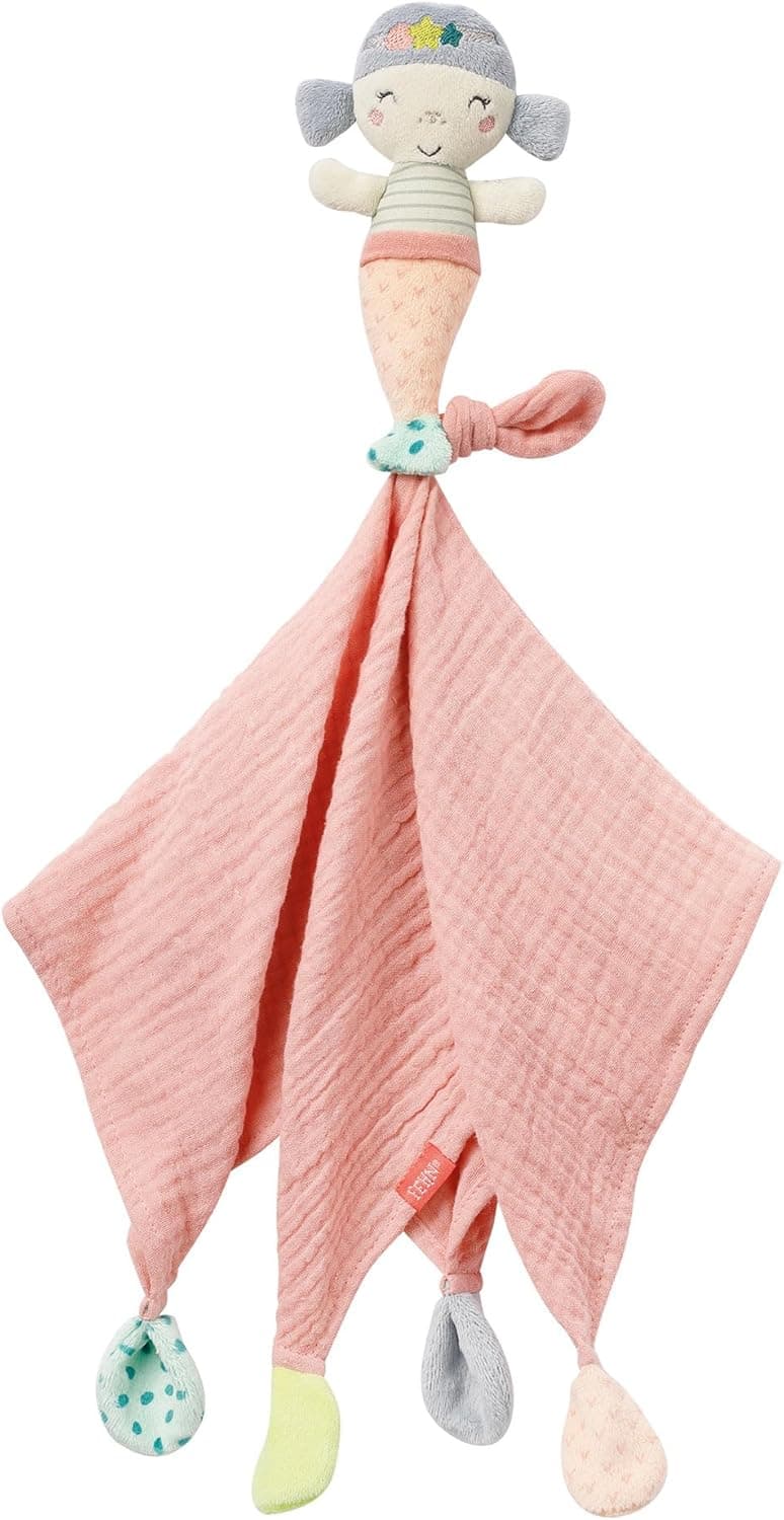 Fehn Boneco de tecido para bebé sereia, boneco de tecido para recém-nascidos, chupeta de tecido para ajudar a dormir, boneco de tecido para dormir para bebés e crianças de 0 meses