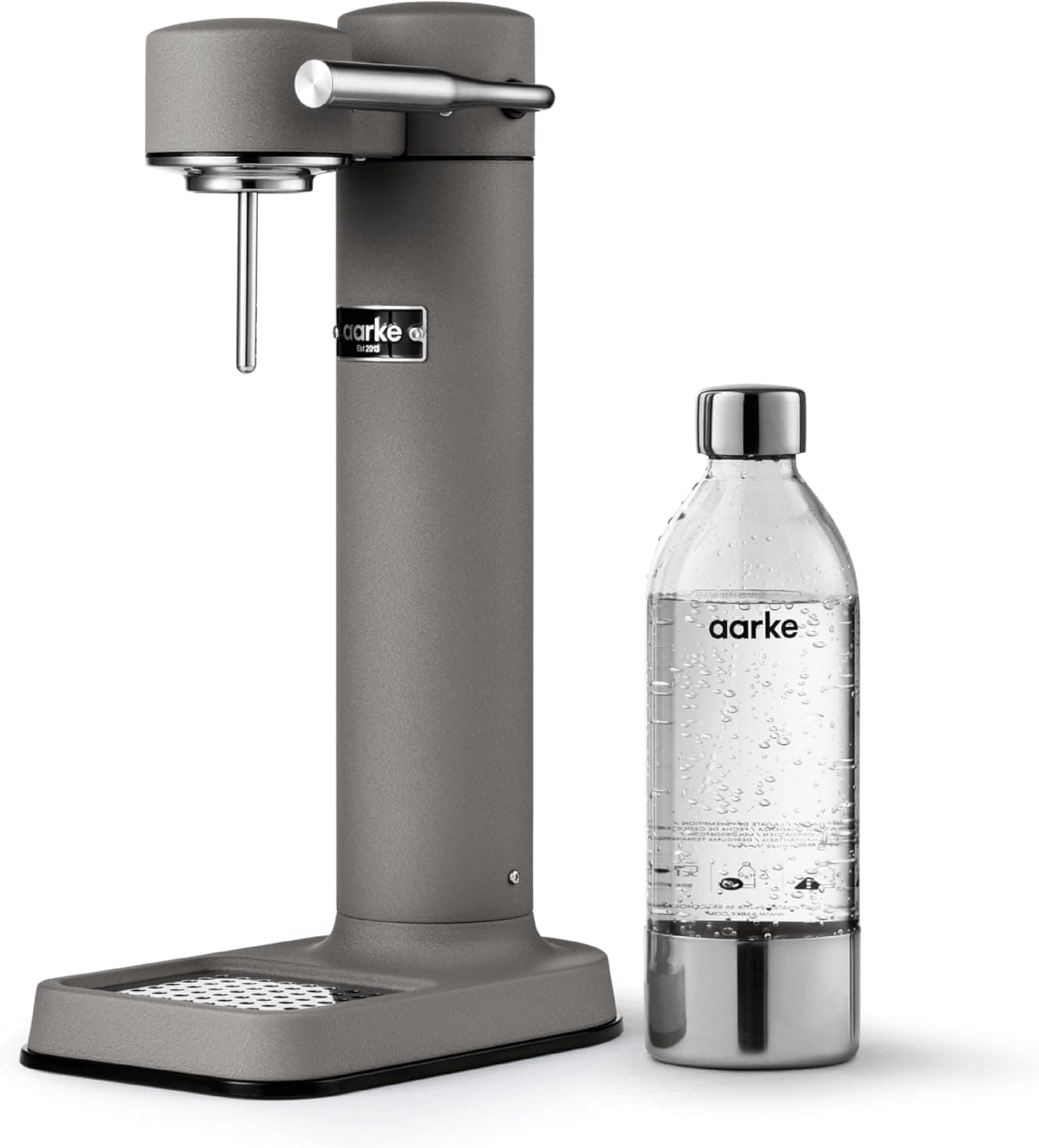 Aarke Carbonator 3, máquina de fazer água com gás em aço inoxidável, inclui garrafa de 800 ml, acabamento cinzento mate
