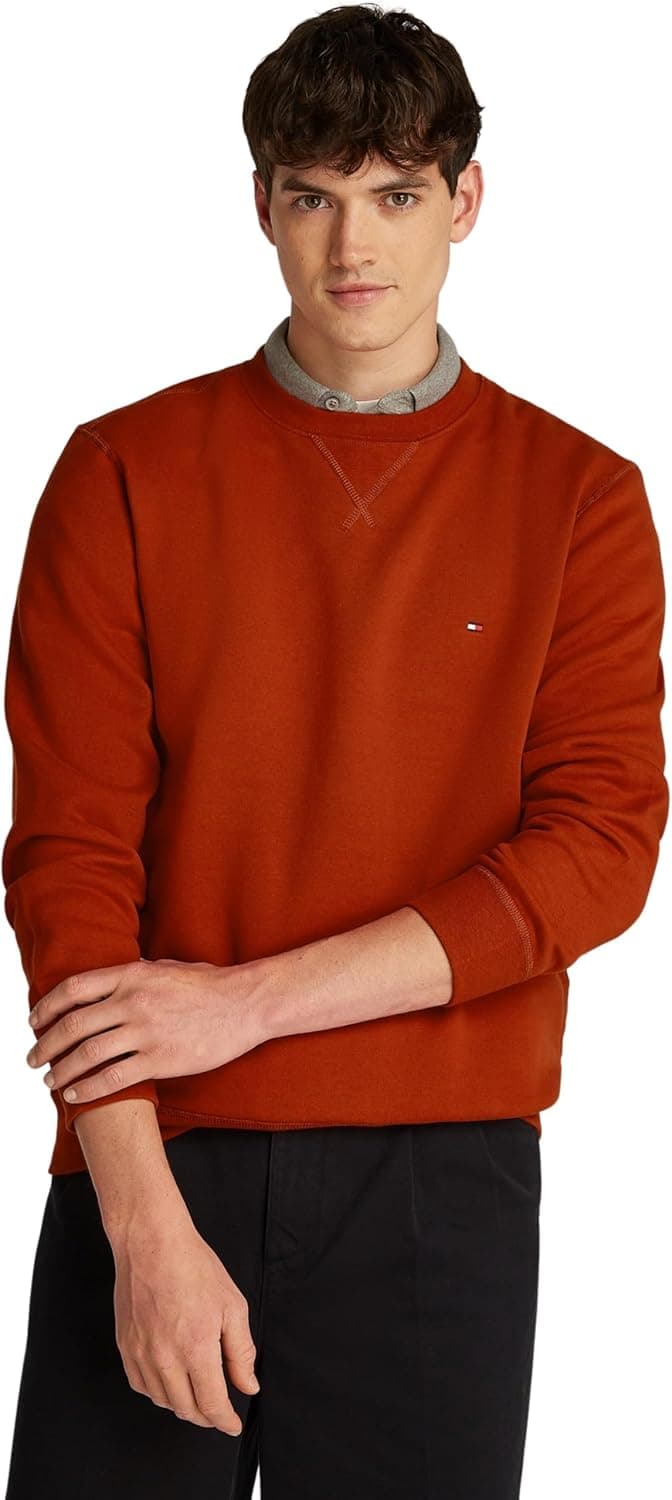 Tommy Hilfiger Camisola masculina essencial Fleece Crew Neck Regular Fit
