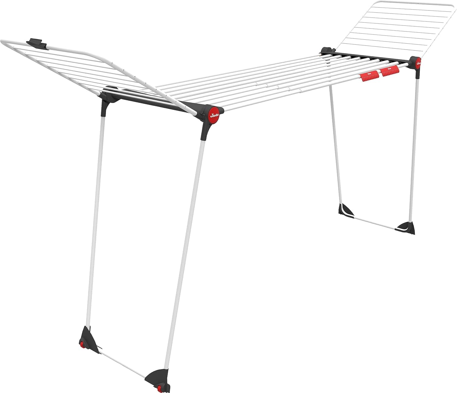 Vileda Infinity Flex, estendal grande, prateleira telescópica extensível, secador já montado, asas altas