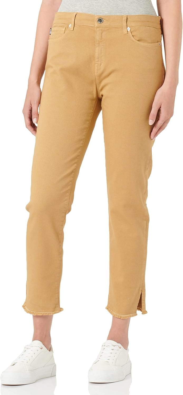 Love Moschino Cropped Bull with Logo Heart Back Tag calças casuais para mulher