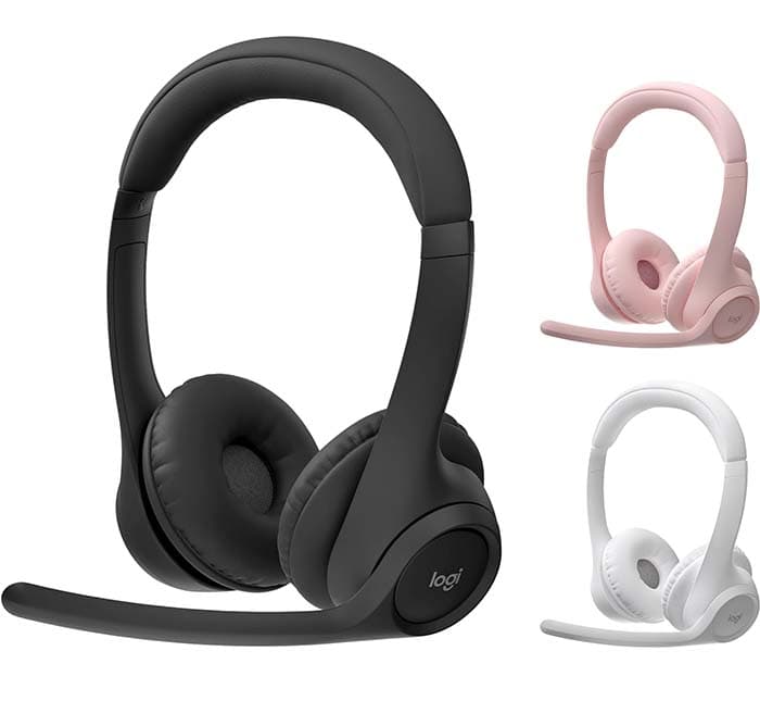 Logitech Zone 300, auriculares com microfone Bluetooth sem fios com cancelamento de ruído, compatíveis com Windows, Mac, Chrome, Linux, iOS, iPadOS, Android - preto