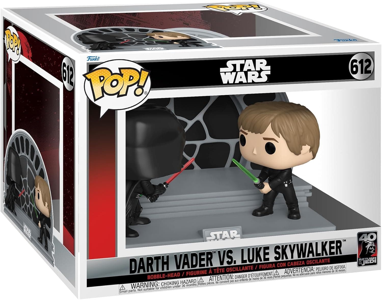 Funko Pop! Moment: RotJ 40th - Luke Vs Vader - Star Wars - Figura de vinil colecionável - ideia de presente- Mercadoria oficial