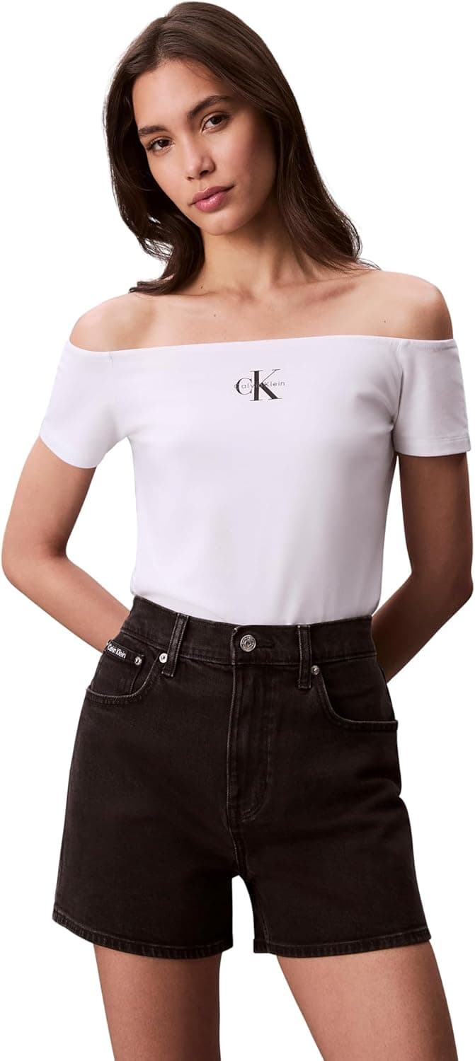 Calvin Klein | T-shirt de manga curta com decote off shoulder para mulher