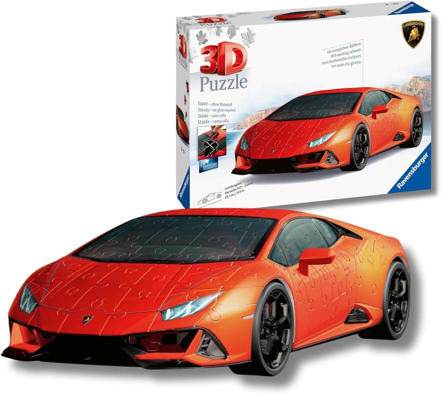 Ravensburger Lamborghini Huracán EVO | Puzzle 3D de carro desportivo com 156 peças para adultos