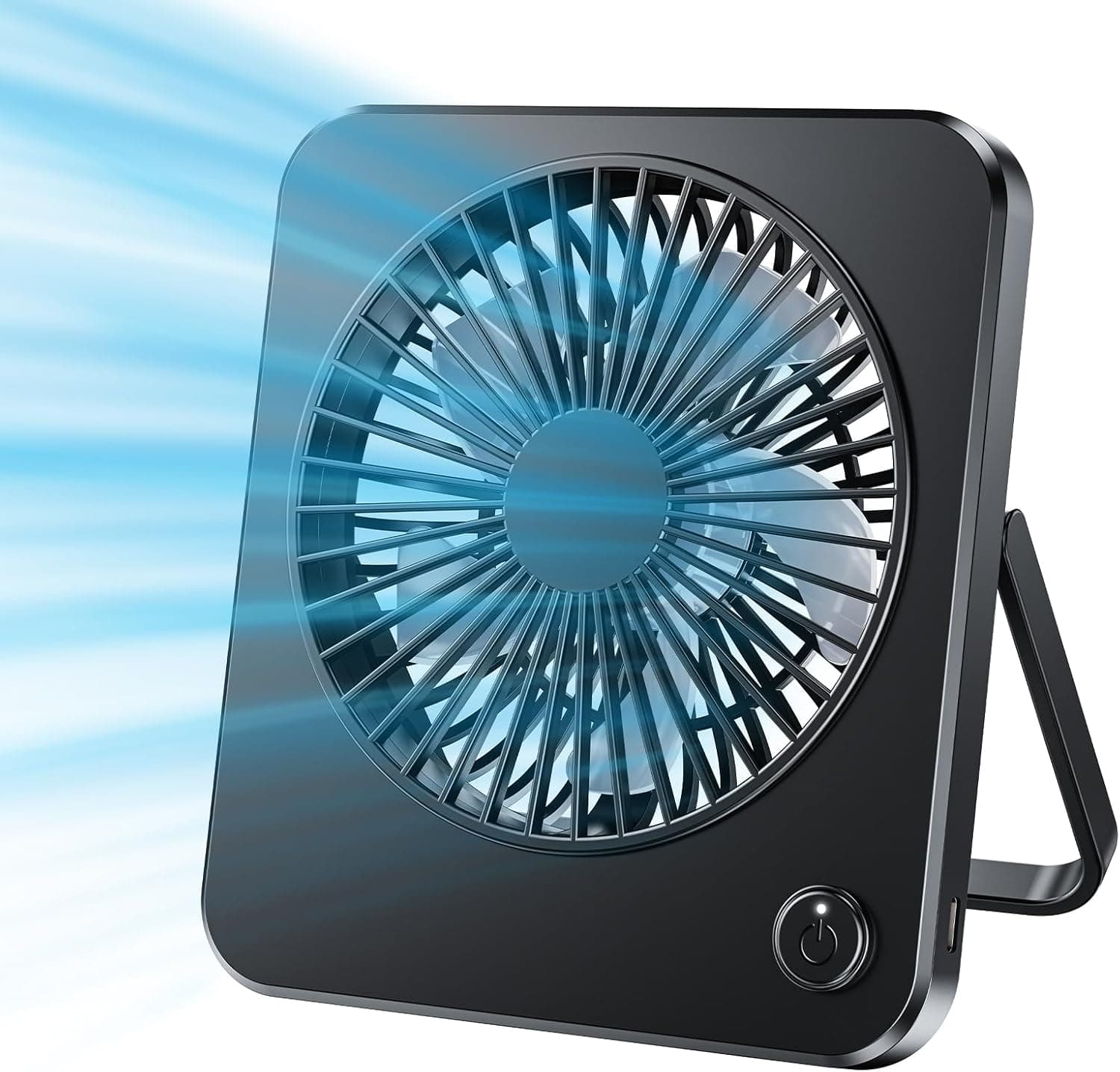 JATEKA Mini | Ventilador de mesa USB portátil muito silencioso com 3 velocidades, cabo de 1,2 m, cor preta