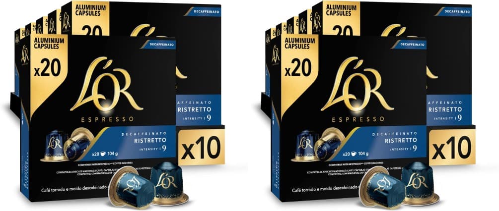 L'OR Espresso cápsulas de café registro caffeinato | intensidade 9, 400 cápsulas compatíveis Nespresso (R)