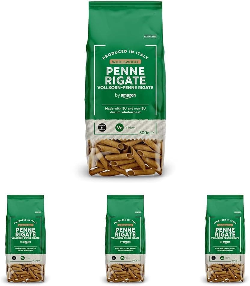 by Amazon Penne Rigate integral, 500 g (embalagem de 4)