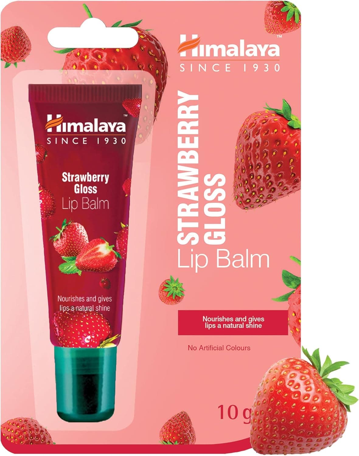 Himalaya Strawberry Gloss Lip Balm for Soft, Lips Moisturadas com uma Hint of Color | Brilhante Shine, 10g