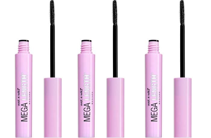 Wet n Wild - Mega Length - Máscara de pestanas preta volumosa para obter pestanas longas e fortes - maquilhagem para olhos - fórmula com vitamina E - Very Black - 3 unidades