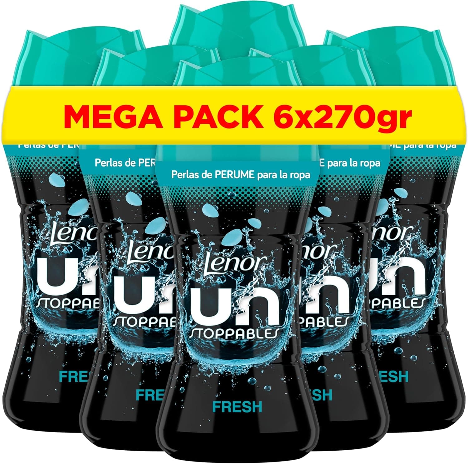 Lenor UNstoppables Pérolas de perfume para roupas, 133 lavagens (6 x 270 g), suavizante com fragrância fresca, potenciador de frescura