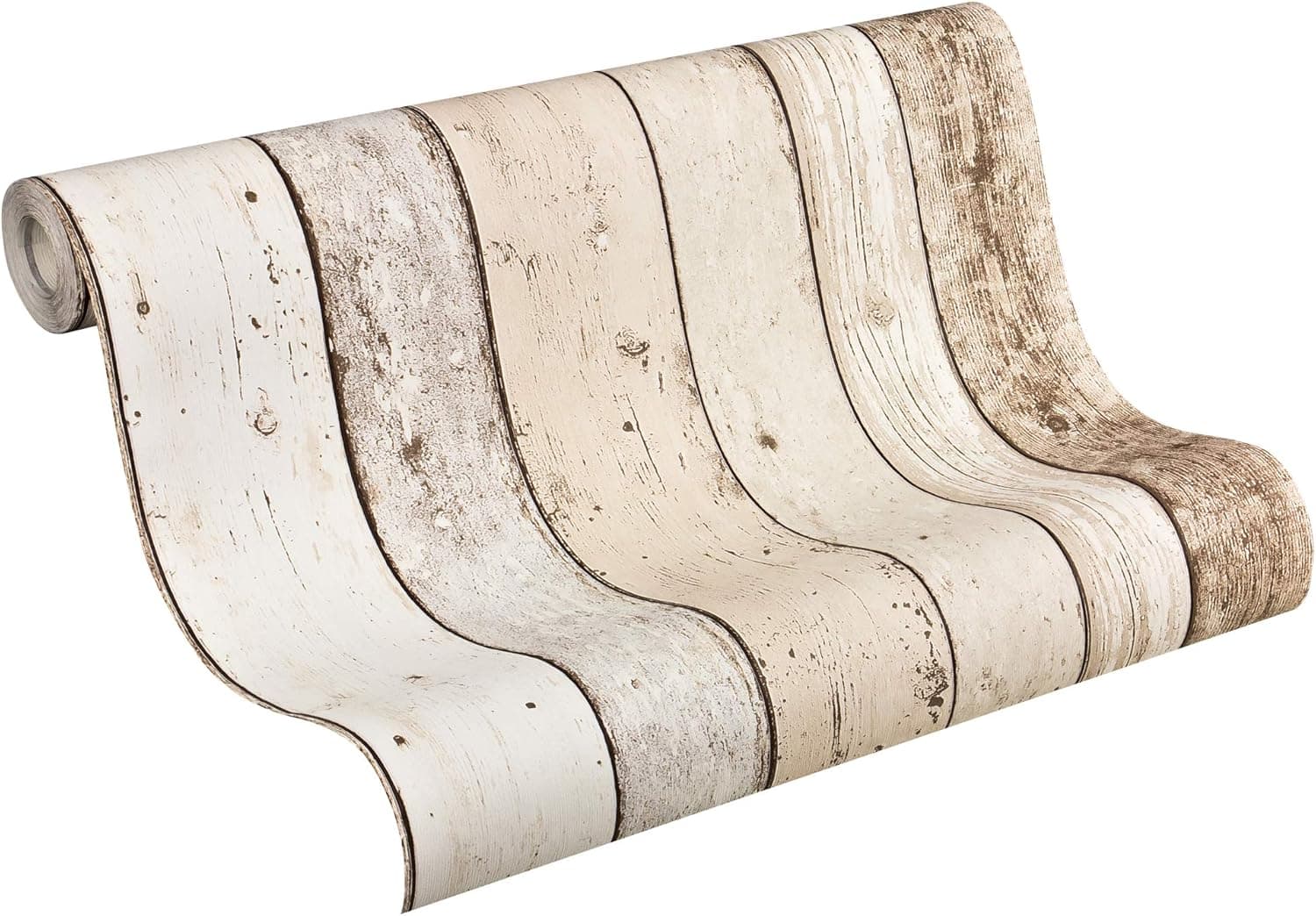 A.S. Création Papel de parede de vinil - papel de parede com design de madeira em bege, castanho e branco - papel de parede para diferentes espaços - papel de parede em 10,05 m x 0,53 m