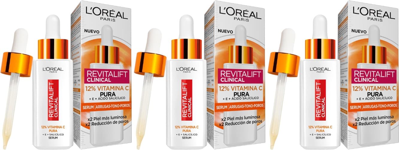 L'Oréal Paris Revitalift Clinical | Sérum facial com 12% vitamina C pura para pele mais luminosa e poros menos visíveis, 30 ml