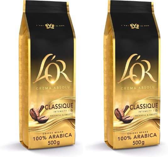 L'OR Espresso Classique | Grão de café natural torrado intensidade 6, 500 g x 2