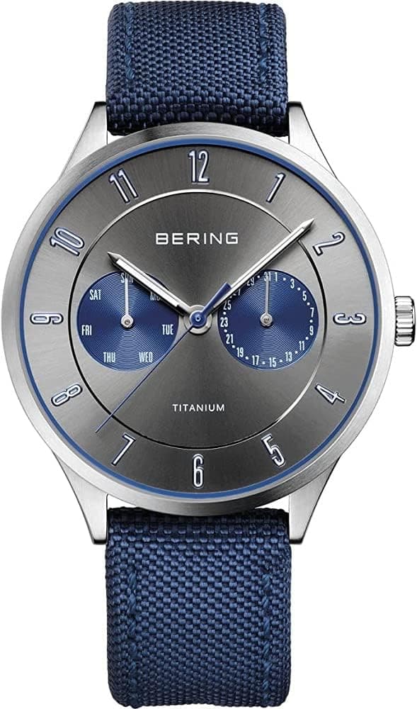 BERING Relógio com movimento de quartzo para homem, coleção Titanium com cristal de titânio e safira 11539-XXX