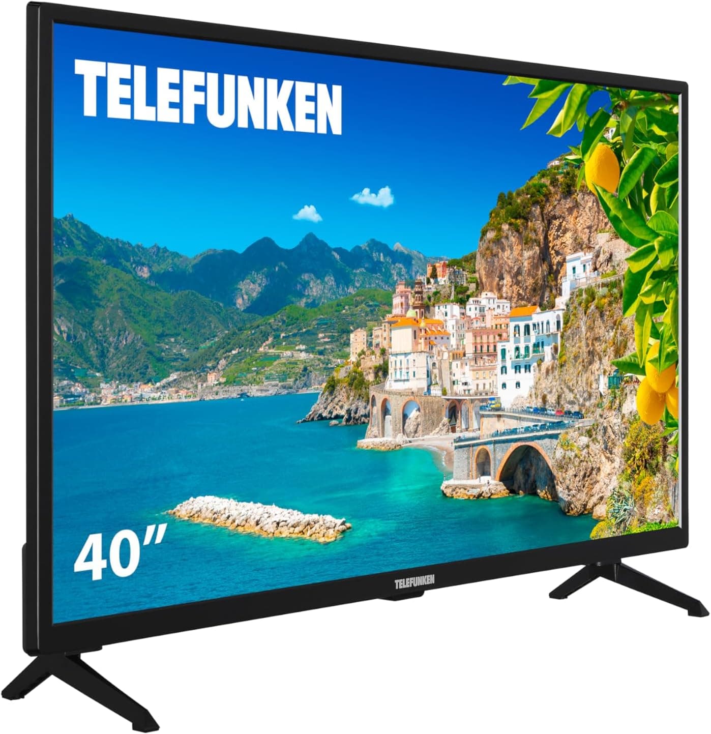 Telefunken 40DTF725 TV de 40 polegadas resolução Full HD 1920 x 1080, design sem molduras, DVBT2/S2/C