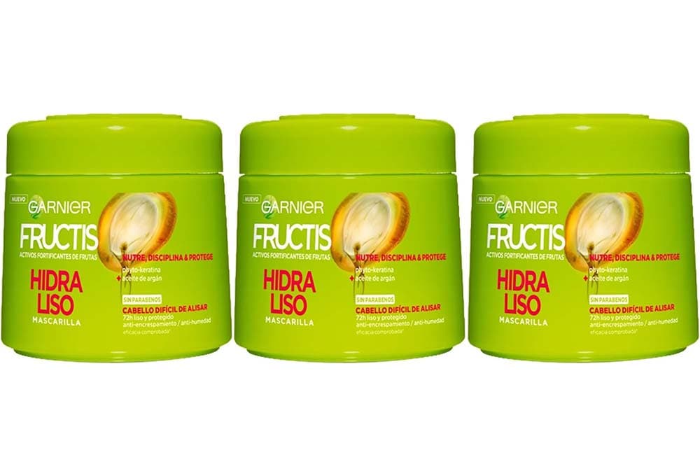 Garnier Fructis Máscara de para cabelo liso e brilhante, 320 ml x 3